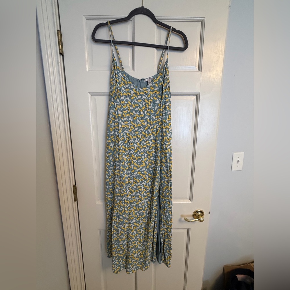 Amuse Society Blue Floral Slip Dress with Yellow and White Blooms